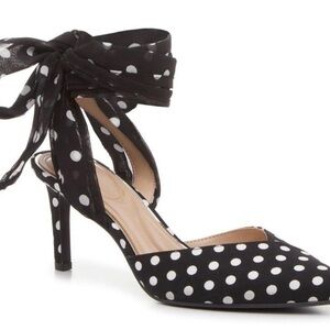 Kelly & Katie Black and White Polka Dot Heels